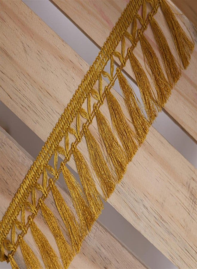 Anida lace Tassel Fringe Sequence Lace Border for Dresse, Saree, Lehenga, Dupatta, Bag, Craft and Decorations Colour (9 Metre) (Mustard) - Image 1